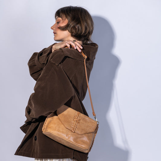Expedition Shoulder Crossbody in Buffed Leather - Whiskey