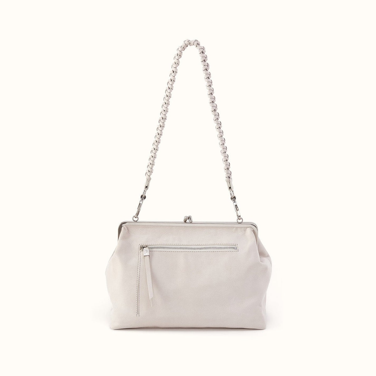 Alba Frame Large Shoulder Bag in Buffed Leather - Stone