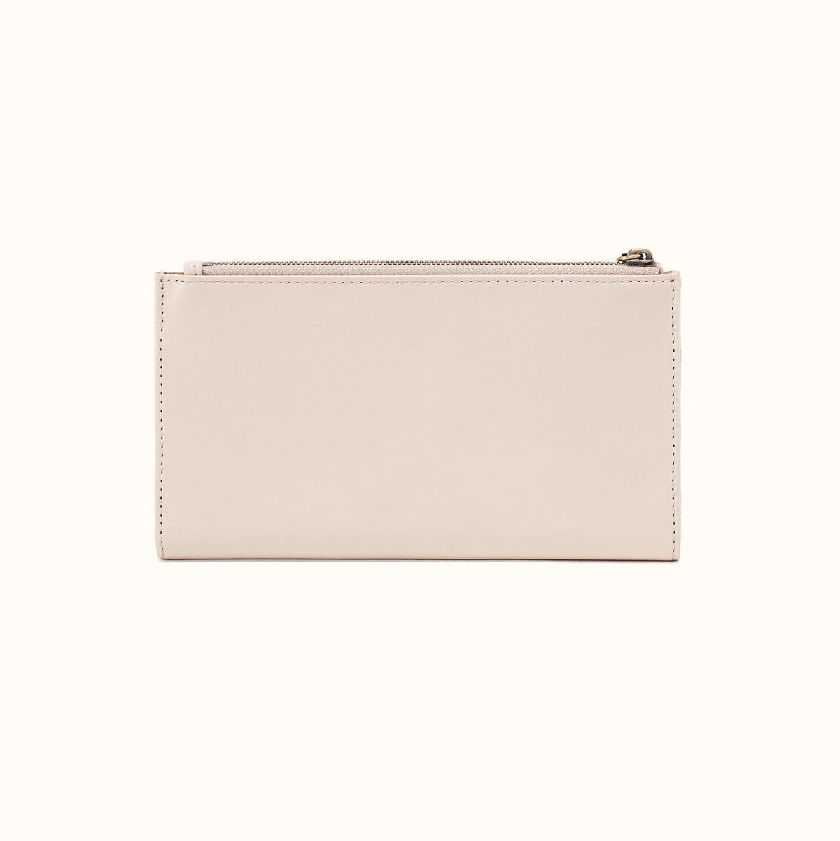 Jill Large Bifold Wallet In Polished Leather - Pale Flax