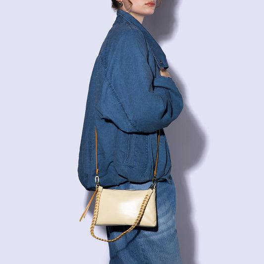 Darcy Crossbody in Polished Leather - Butter Yellow