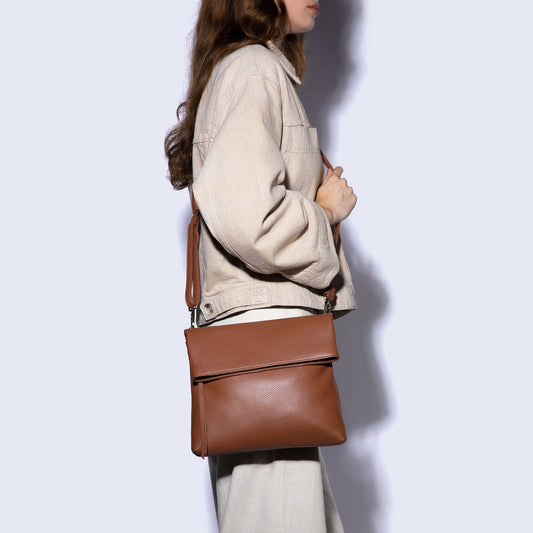 Draft Crossbody in Pebbled Leather - Bridle Brown