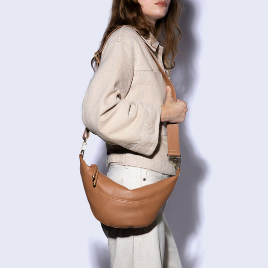 Carmen Sling In Pebbled Leather - Brown Sugar