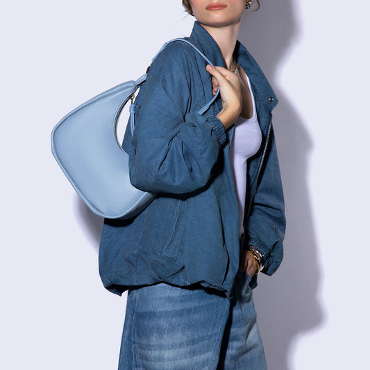 Cass Small Shoulder In Pebbled Leather - Seabreeze