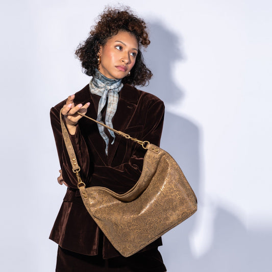 Pier Shoulder Bag In Printed Leather - Mink Folklore