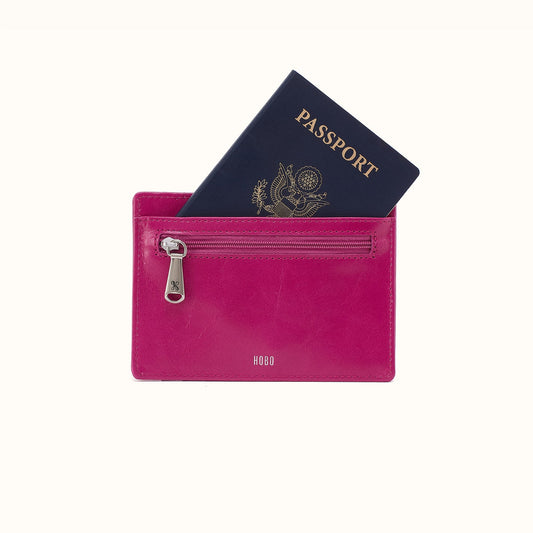 Euro Slide Card Case in Polished Leather - Cactus Flower