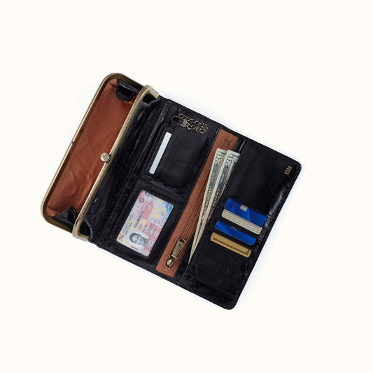 Rachel Continental Wallet In Polished Leather