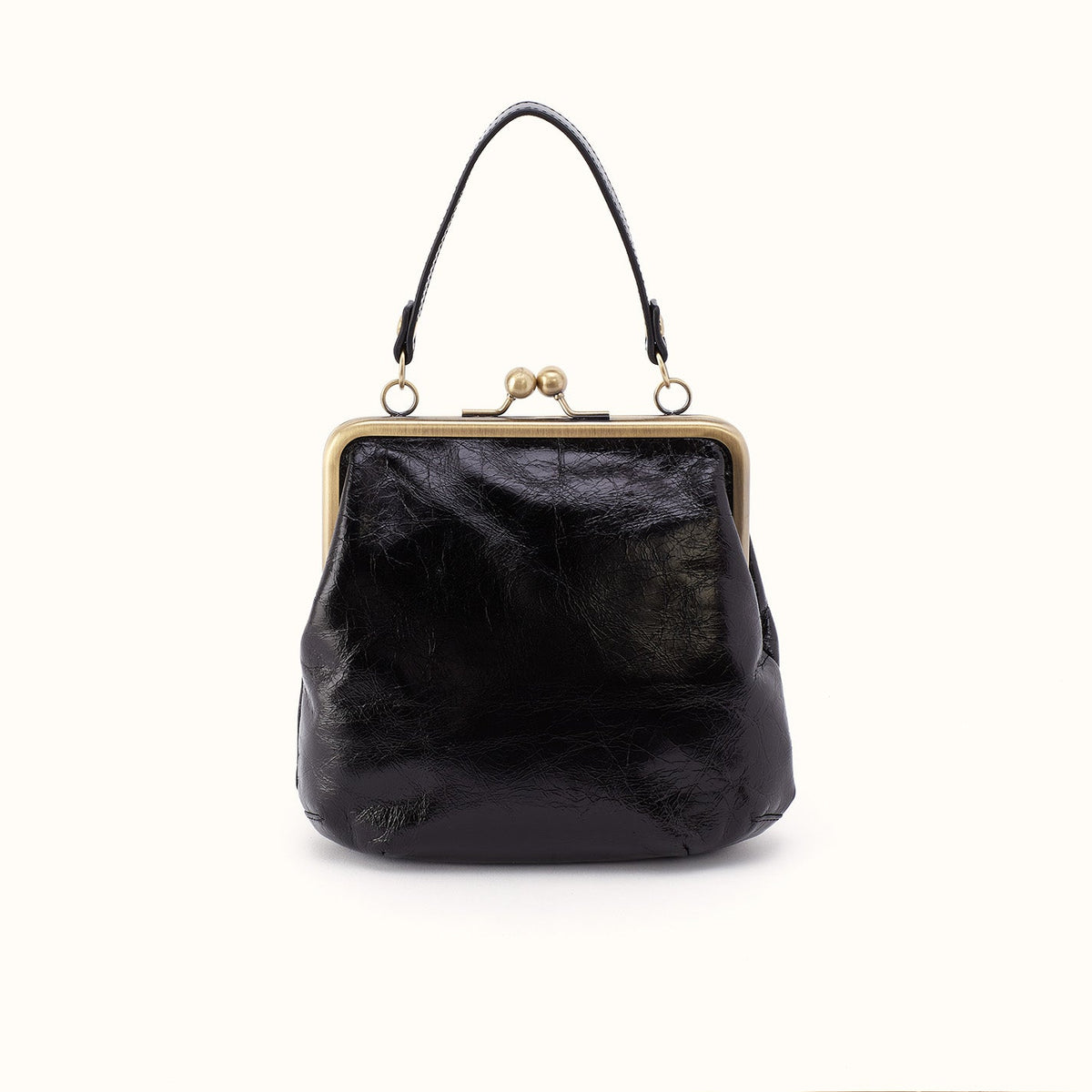 Alba Crossbody in Polished Leather - Black