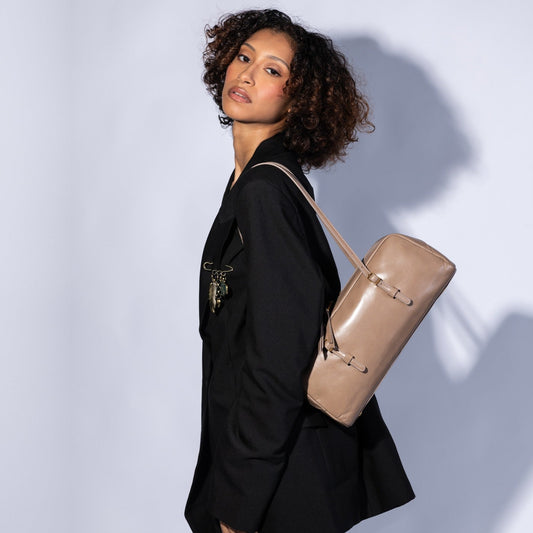 Scottie Satchel In Polished Leather - Woodsmoke