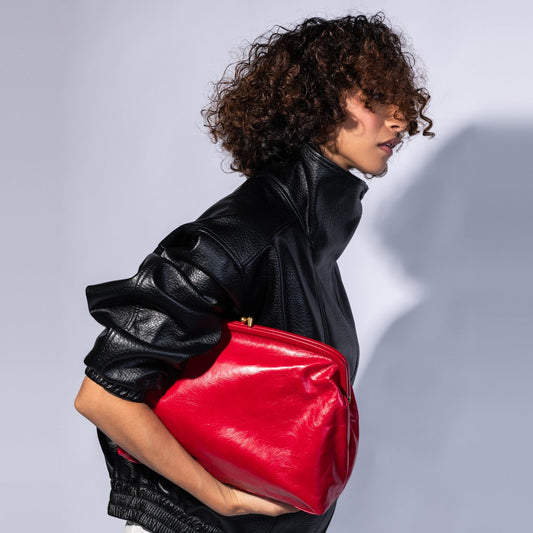Alba Frame Large Shoulder In Polished Leather