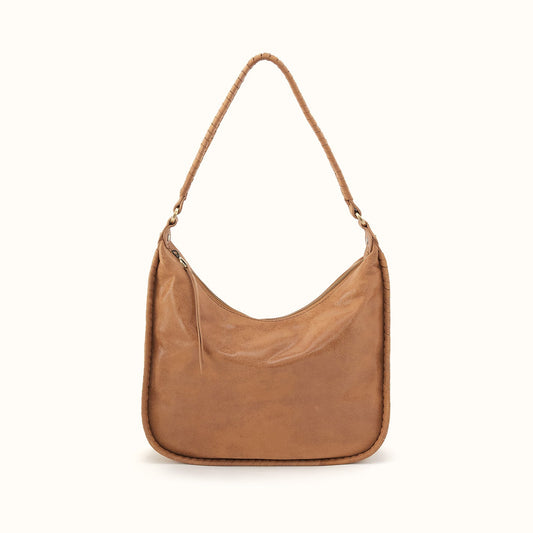 Mia Crescent Large Hobo In Buffed Leather