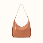 Mia Crescent Large Hobo in Smooth Leather - Warm Cashew- FOL