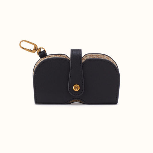 Blink Glasses Holder in Pebbled Leather - Black- FOL