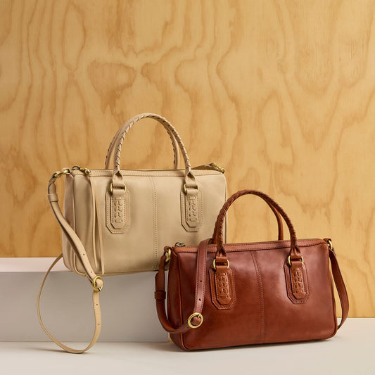 Expedition Satchel in Buffed Leather - Frosted Pearl