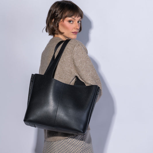 Vida Tote In Micro Pebbled Leather