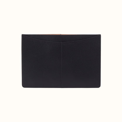 Vida Laptop Sleeve In Micro Pebbled Leather - Black- FOL