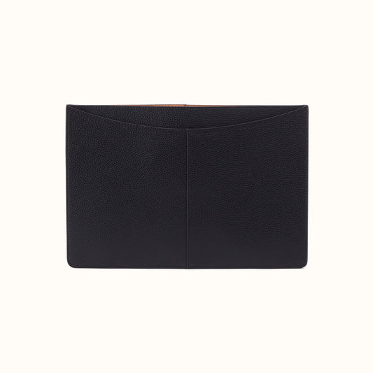 Vida Laptop Sleeve In Micro Pebbled Leather - Black- FOL