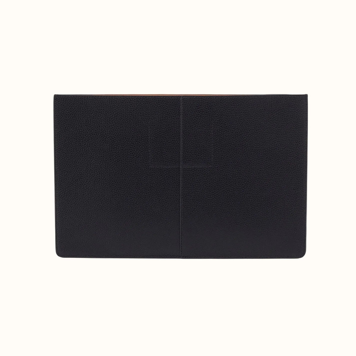 Vida Large Laptop Sleeve In Micro Pebbled Leather - Black