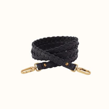 Thin Braided Strap In Pebbled Leather