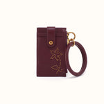 Ring Credit Card Wristlet in Pebbled Leather - Mulberry Glaze- FOL