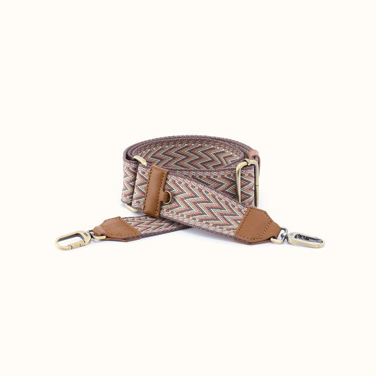 Webbing Guitar Strap In Pebbled Leather - Timber Brown- FOL