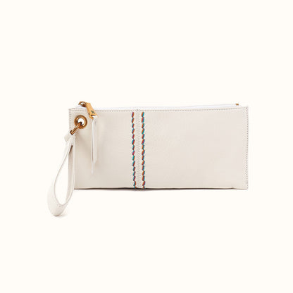 Vida Wristlet in Pebbled Leather - Coastal Cloud- FOL