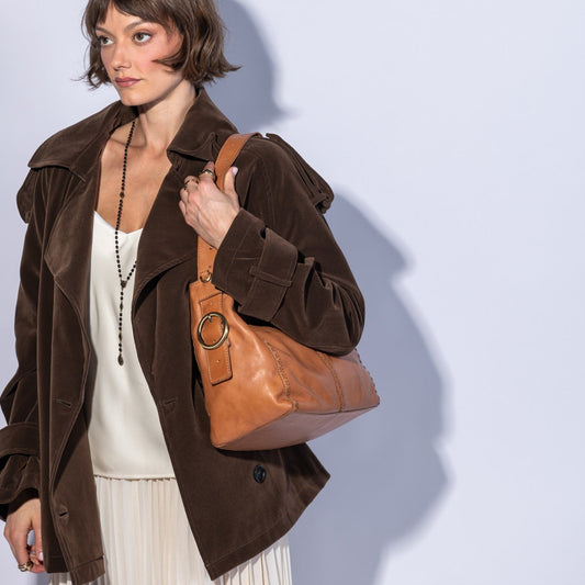 Render Shoulder Bag in Washed Leather - Harvest Wheat