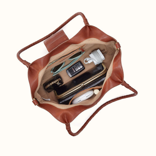 Foundery Small Tote In Washed Leather