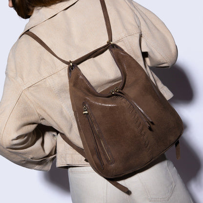 Merrin Convertible Backpack In Buffed Leather - Mocha
