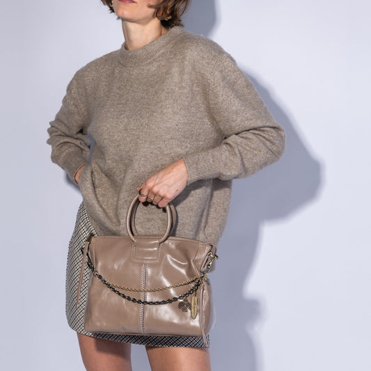 Sheila Medium Satchel In Polished Leather - Woodsmoke