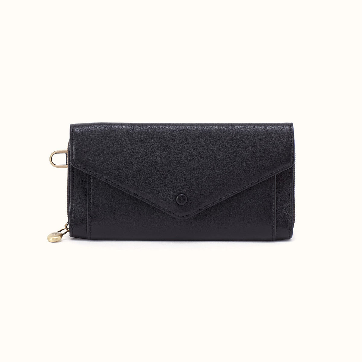 Goldie Large Wallet in Pebbled Leather - Black- FOL