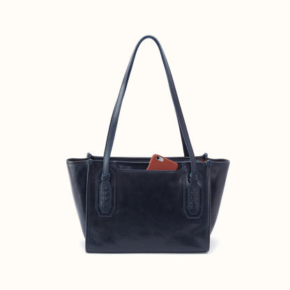 Expedition Small Tote in Patina Leather - Navy Horizon