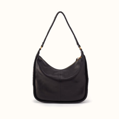 Mia Crescent Large Hobo In Smooth Leather - Black