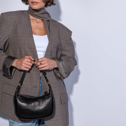 Mia Crescent Small Hobo In Smooth Leather