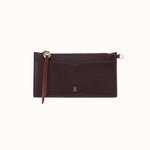 Carte Card Travel Case In Suede Leather - Dark Cherry