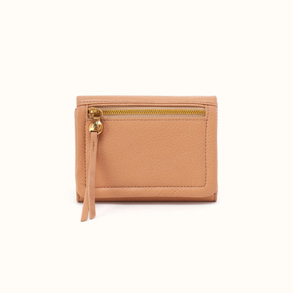 Lumen Medium Bifold Compact Wallet in Pebbled Leather - Sandstorm- FOL