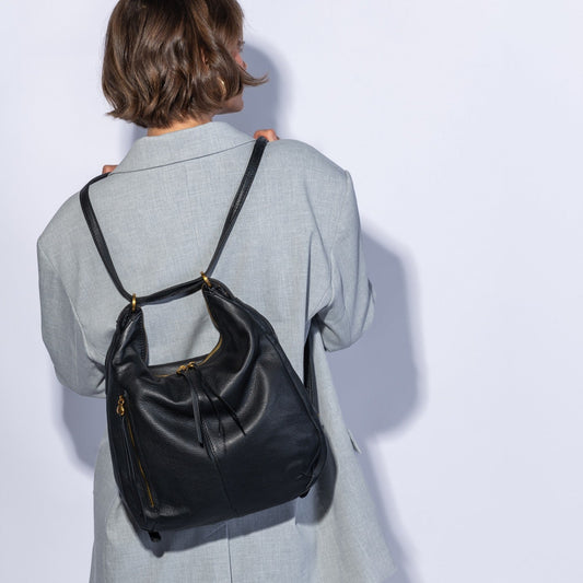 Merrin Convertible Backpack In Pebbled Leather