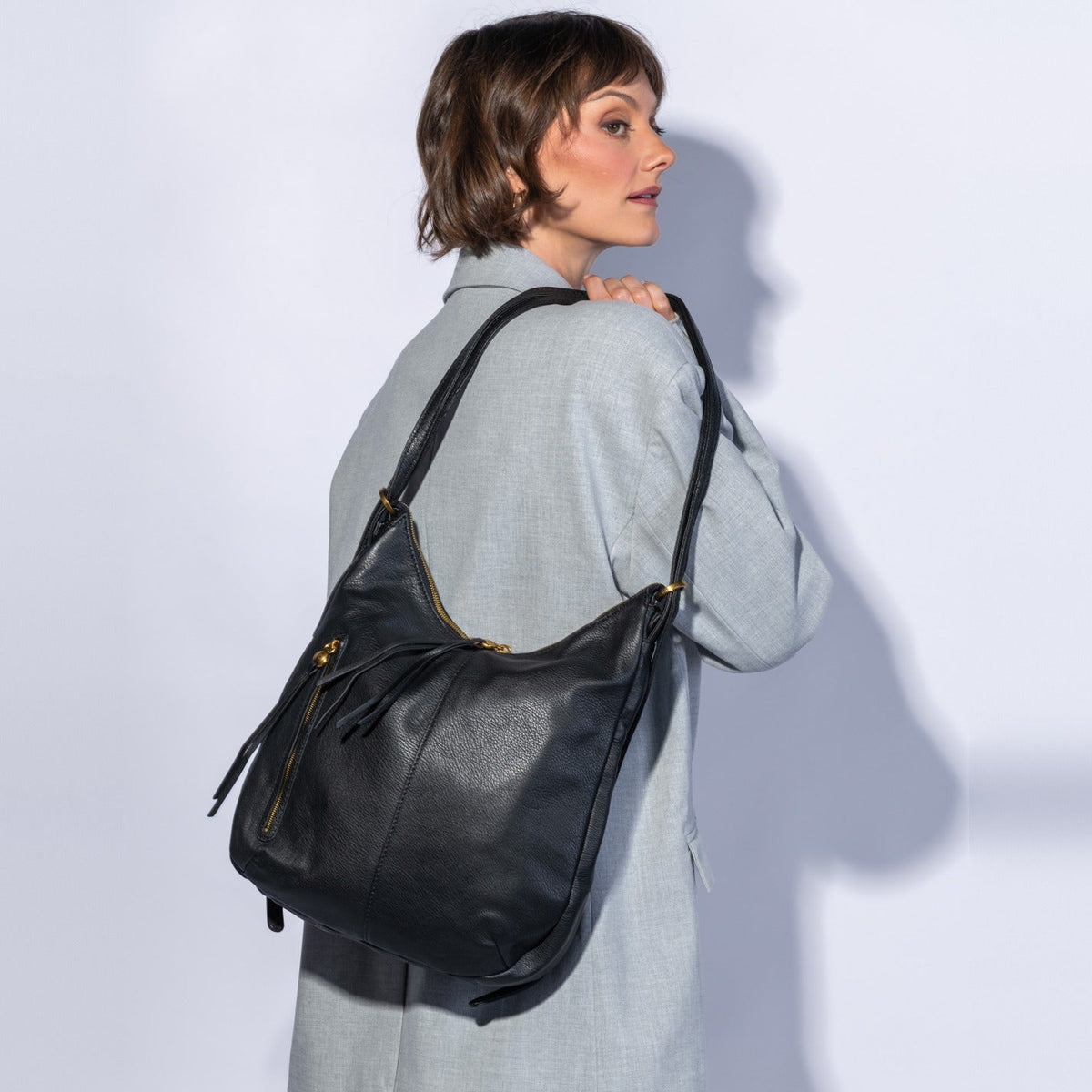 Merrin Convertible Backpack In Pebbled Leather