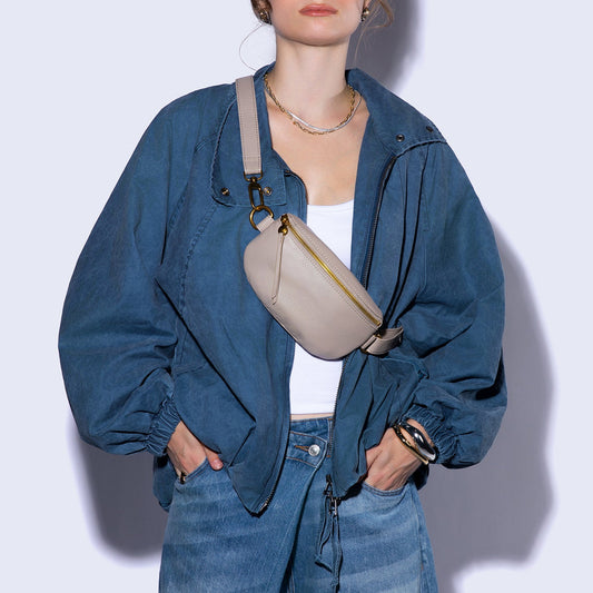 Fern Belt Bag In Pebbled Leather - Taupe
