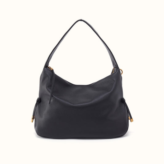 Kori Hobo in Pebbled Leather - Black- FOL
