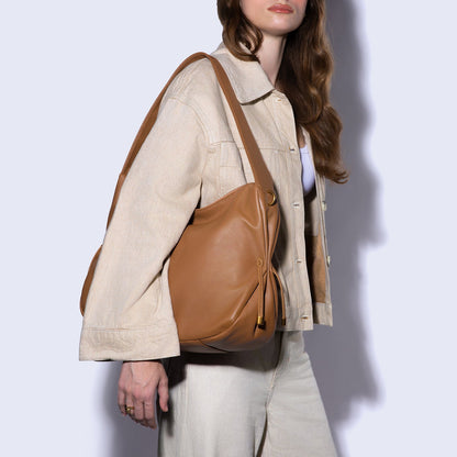 Kori Hobo In Pebbled Leather - Timber Brown
