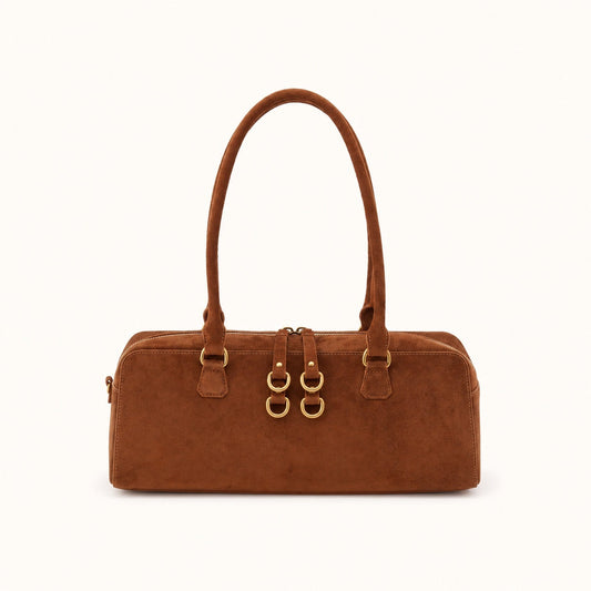 Sadie Satchel in Suede Leather - Truffle
