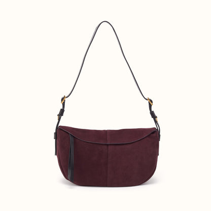 Contour Shoulder Crossbody In Suede Leather