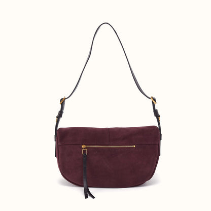 Contour Shoulder Crossbody In Suede Leather
