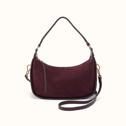 Mia Crescent Hobo In Suede Leather