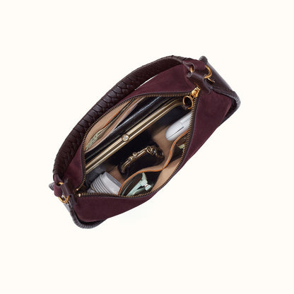 Mia Crescent Hobo In Suede Leather
