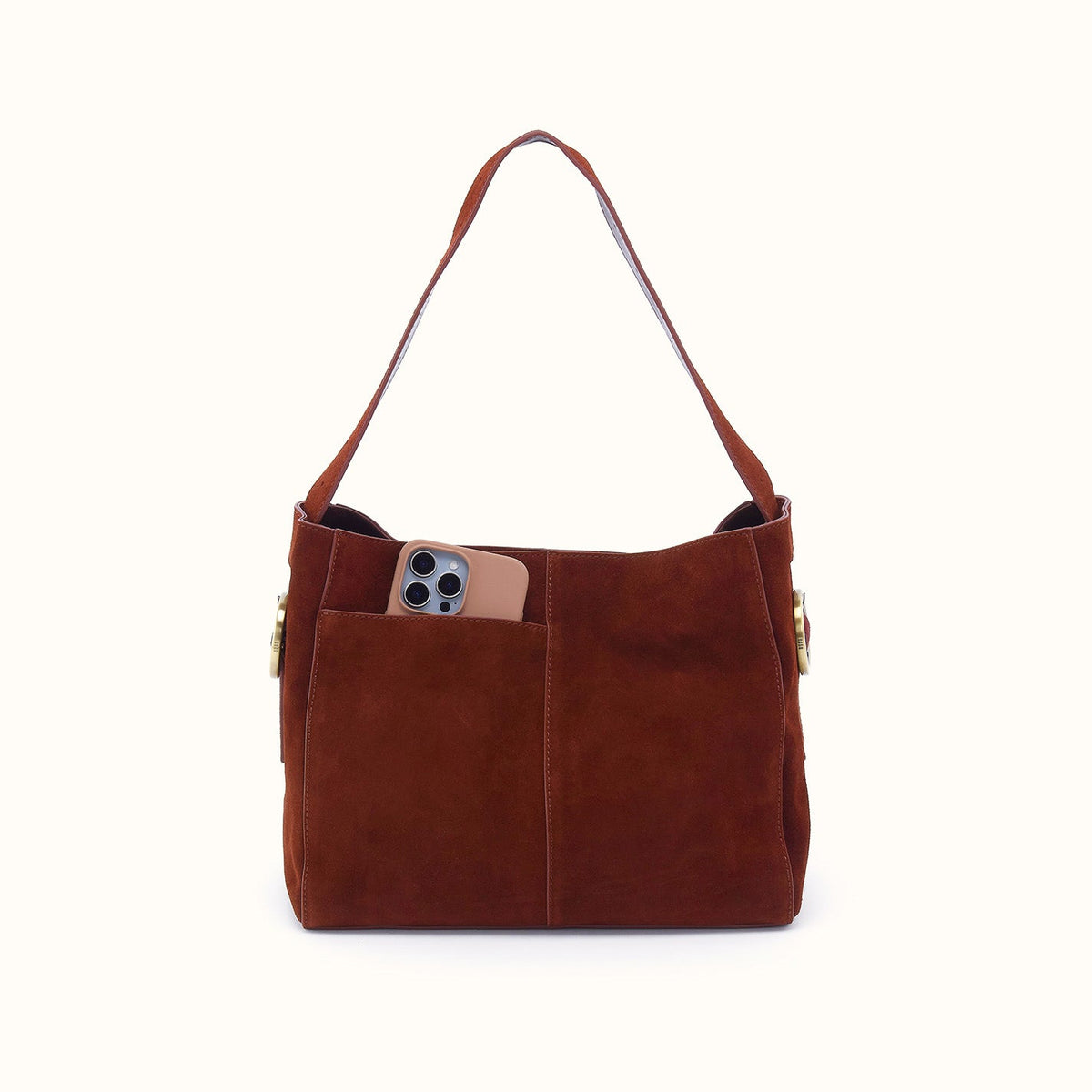 Render Shoulder Bag In Suede Leather - Chocolate