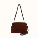 Alba Frame Large Shoulder in Suede Leather - Chocolate