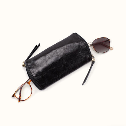 Spark Double Eyeglass Case In Polished Leather