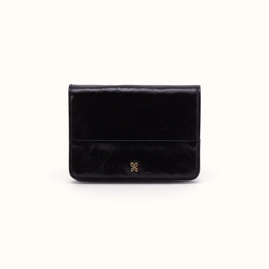 Jill Bifold Wallet In Polished Leather - Black