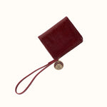Coin Wristlet Wallet in Aniline Gloss Leather - Garnet Gloss